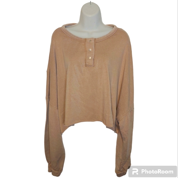 Arizona Jean Company oversized crop shirt size XXXL Tan plus size - Picture 1 of 6